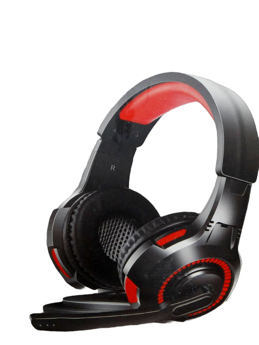 This G50 E-Sports gaming headset features red LED lights, deep bass stereo sound, and a noise-canceling microphone.