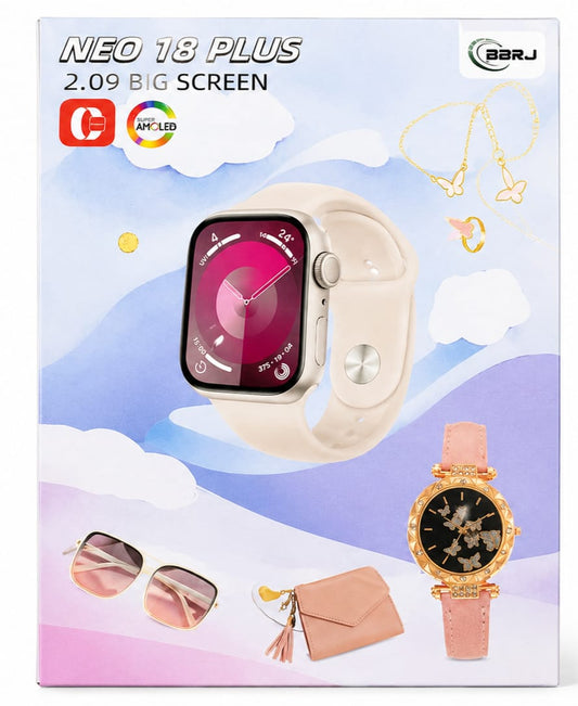 Neo 18 plus ladies smart wacth with 2strap extra ladies watch and jewellery ladies gift